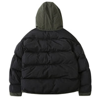 Hooded Mock Layered Padded Jacket Coat — vista laterale