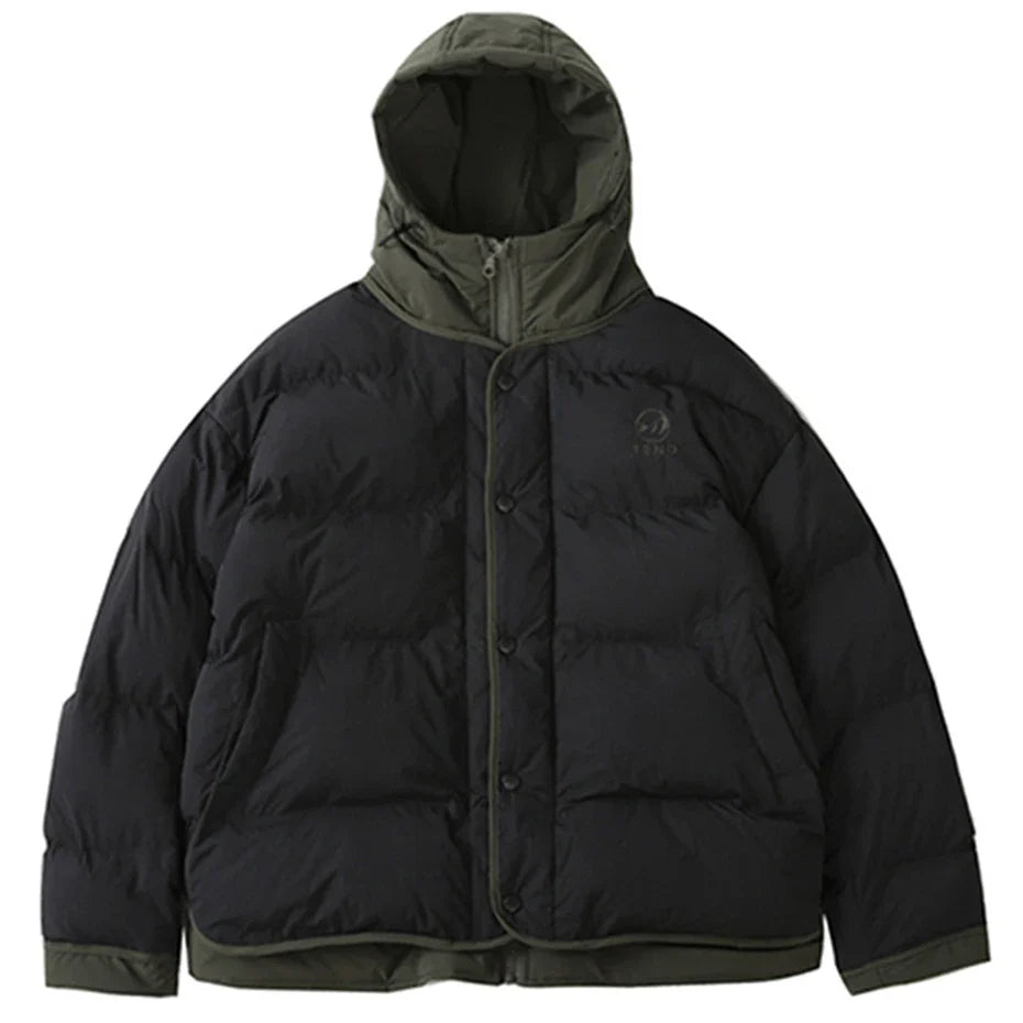 Hooded Mock Layered Padded Jacket Coat — vista posteriore