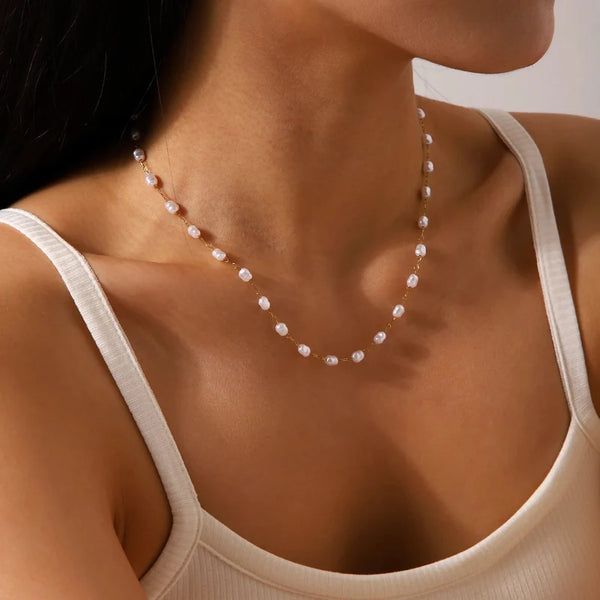 Y2K Imitation Pearl Sequence Chain Necklace