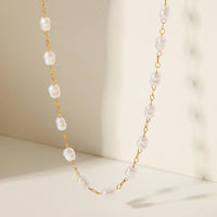 Imitation Pearl Sequence Chain Necklace — vista frontale