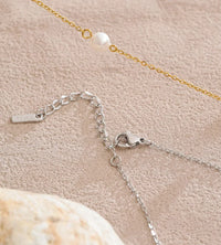 Imitation Pearls Zirconia Layered Chain Necklace — vista laterale