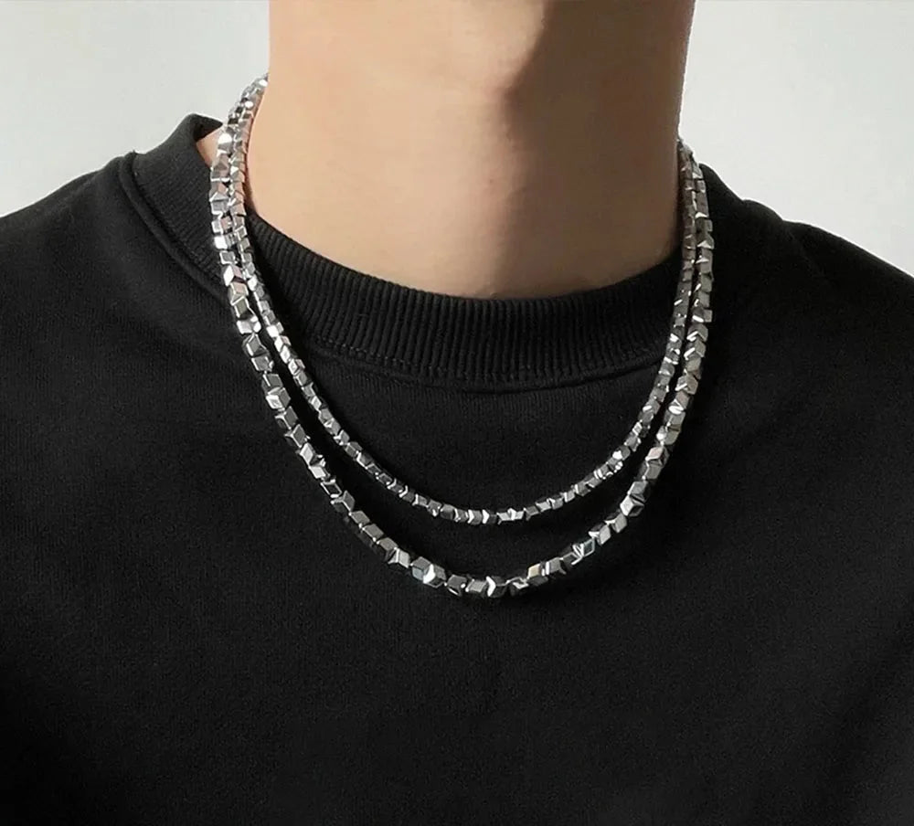 Irregular Chunk Steel Necklace — in alternativa