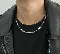 Irregular Chunk Steel Necklace — vista laterale