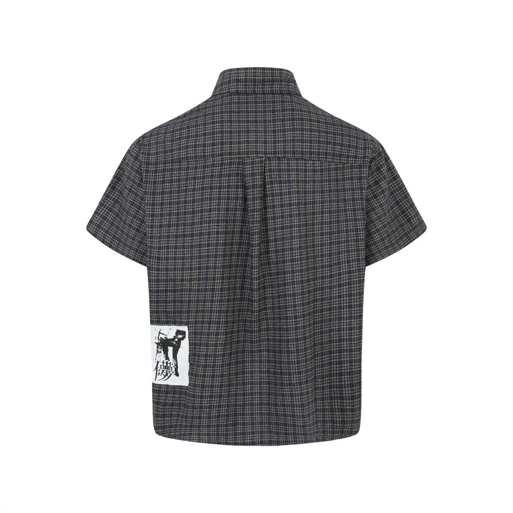 Japanese Graffiti Patch Plaid Workshirt — dettaglio