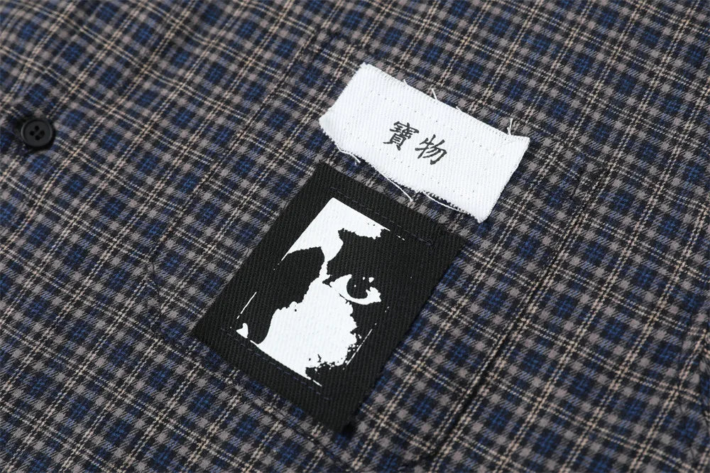 Japanese Graffiti Patch Plaid Workshirt — dettaglio della stampa