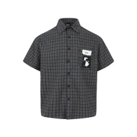 Japanese Graffiti Patch Plaid Workshirt — vista frontale