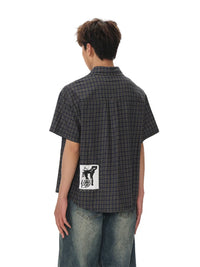 Japanese Graffiti Patch Plaid Workshirt — vista posteriore
