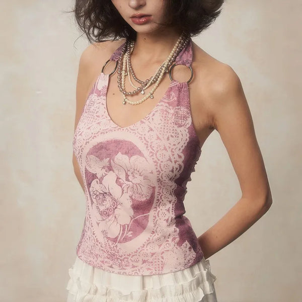 Japanese Grunge Backless Halter Top — vista frontale