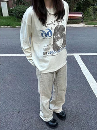 Japanese Grunge Long Sleeve Graphic Top — dettaglio