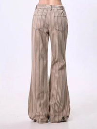 Khaki Striped Boot Cut Flare Jeans — dettaglio della stampa