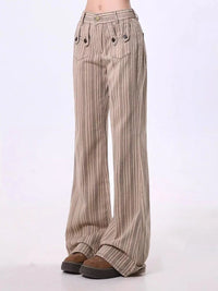 Khaki Striped Boot Cut Flare Jeans — dettaglio