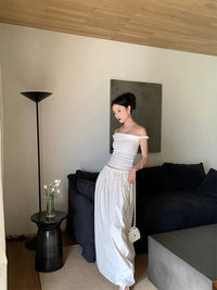 Kink Off Shoulder Slim Crop Top — vista posteriore