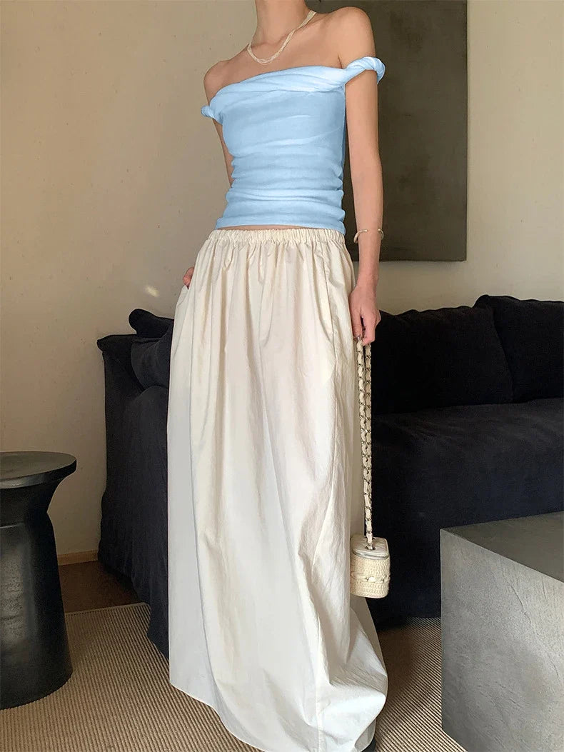 Kink Off Shoulder Slim Crop Top — dettaglio