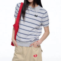 Kitty Striped Polo Shirt — vista frontale