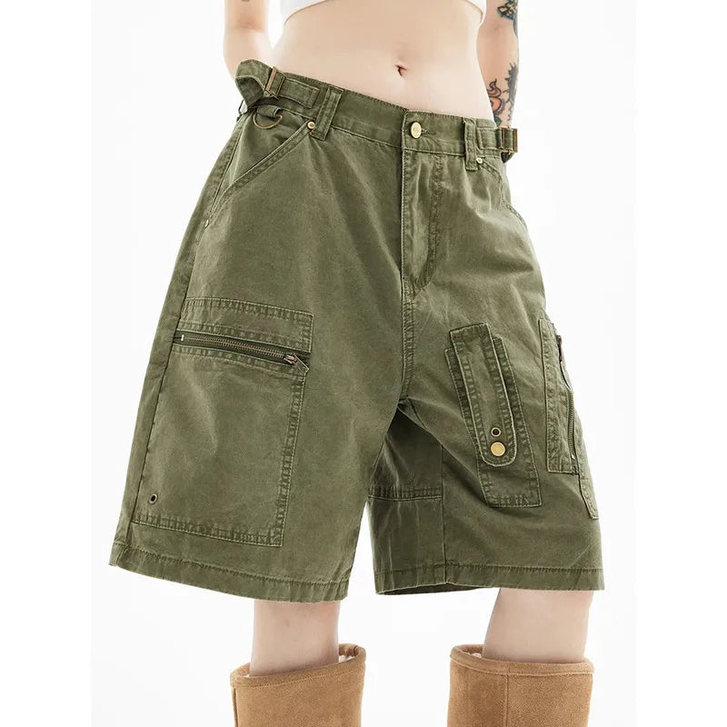 Knee Length Baggy Cargo Denim Shorts Jorts — vista posteriore
