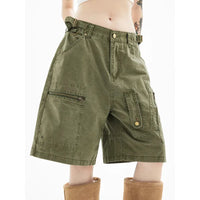 Knee Length Baggy Cargo Denim Shorts Jorts — vista posteriore
