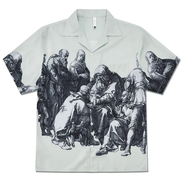 "Knights Realm" Short Sleeve Button Down Shirt — vista frontale