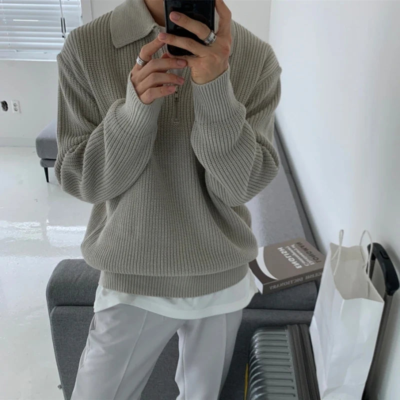 Knitted Lapel 1/4 Zip Jumper Sweater — dettaglio della stampa