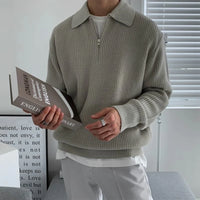 Knitted Lapel 1/4 Zip Jumper Sweater — dettaglio