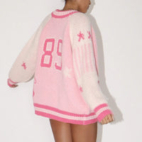 Knitted Zip Up Varsity Jacket Sweater — vista laterale