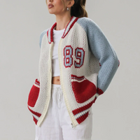 Knitted Zip Up Varsity Jacket Sweater — dettaglio del tessuto
