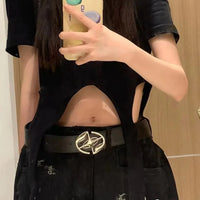 Korean Cross Punk Buckle Belt — dettaglio della stampa