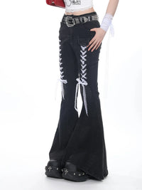 Lace Gothic Flare Denim Jeans — vista posteriore