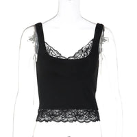 Lace Low Cut Cropped Tank Top — vista completa