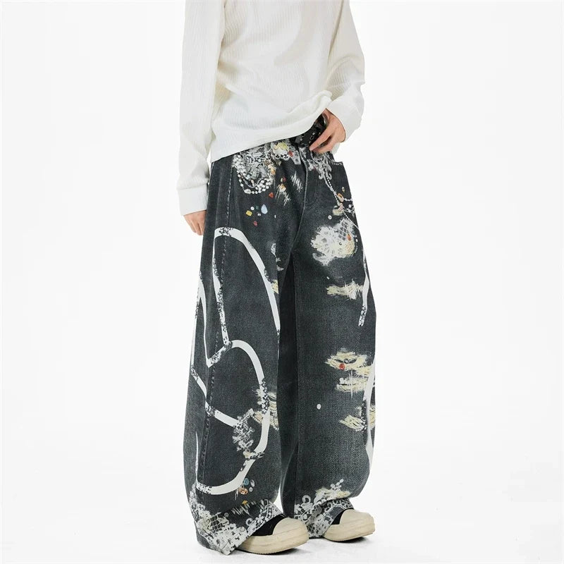 Lace Print Graphic Mens Jeans — dettaglio della stampa