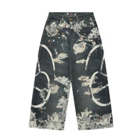 Lace Print Graphic Mens Jeans — vista laterale