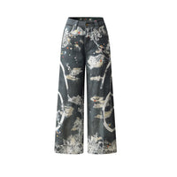 Lace Print Graphic Mens Jeans — vista frontale