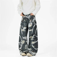Lace Print Graphic Mens Jeans — vista posteriore