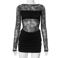 Lace Sheer High Waist Mini Dress — dettaglio del tessuto