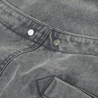 Lapel Airplane Buckle Denim Jacket — vista laterale