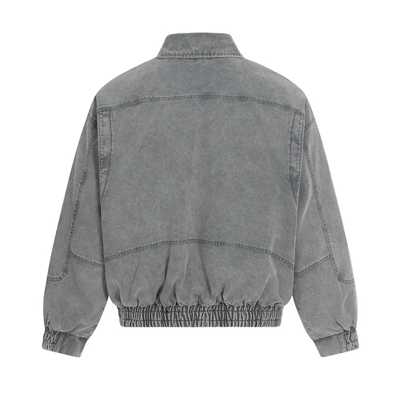 Lapel Airplane Buckle Denim Jacket — vista posteriore