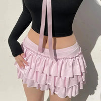 Layered Ball Gown Style Bow Pleated Mini Skirt — in alternativa