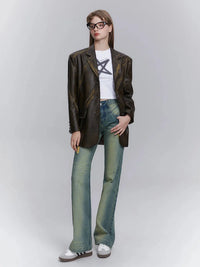 Leather Blazer Maillard Style Jacket — dettaglio della stampa