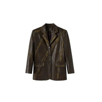 Leather Blazer Maillard Style Jacket — vista frontale