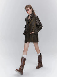 Leather Blazer Maillard Style Jacket — vista posteriore