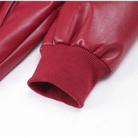 Leather Bomber Jacket Red — vista frontale