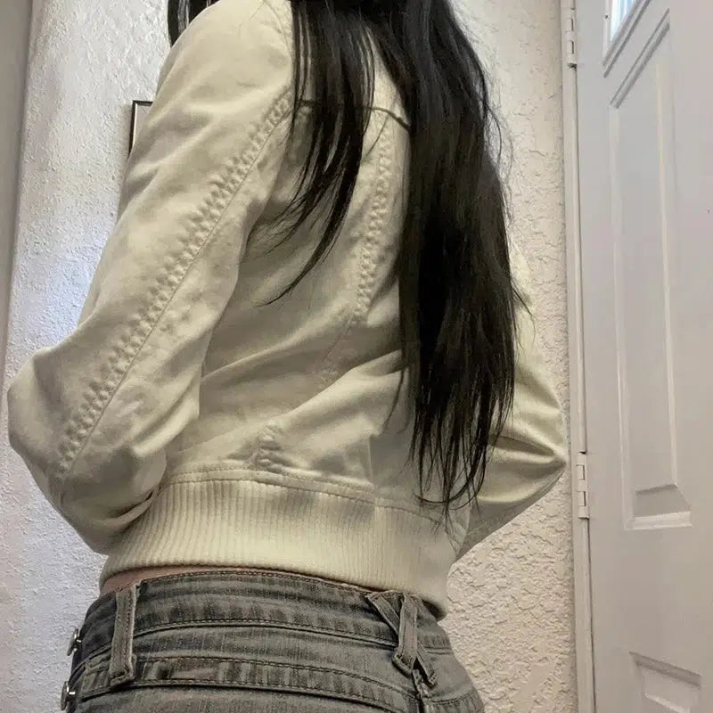 Cropped Cream Jacket — vista posteriore
