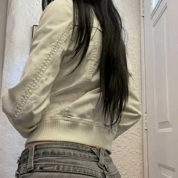 Y2K Cropped Cream Jacket