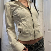 Cropped Cream Jacket — vista frontale