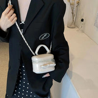 Leather Mini Box Handbag — vista laterale