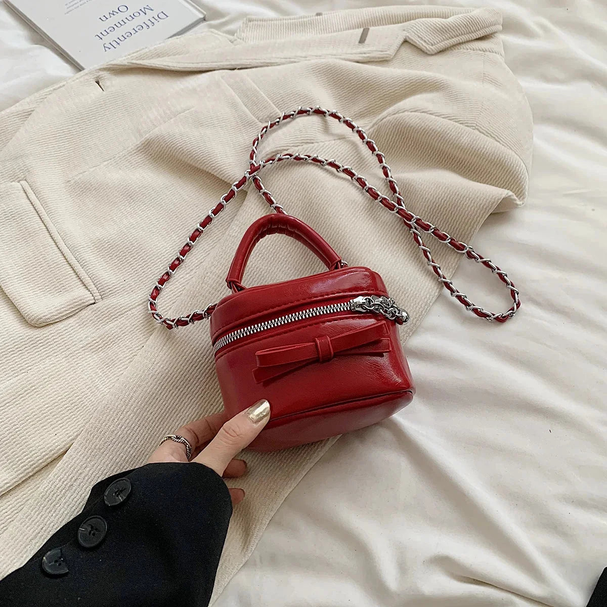 Leather Mini Box Handbag — vista frontale