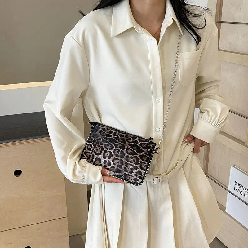 Leopard Leather Mini Handbag — vista completa