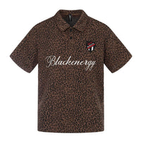 Leopard Print Graphic Polo Shirt — vista frontale