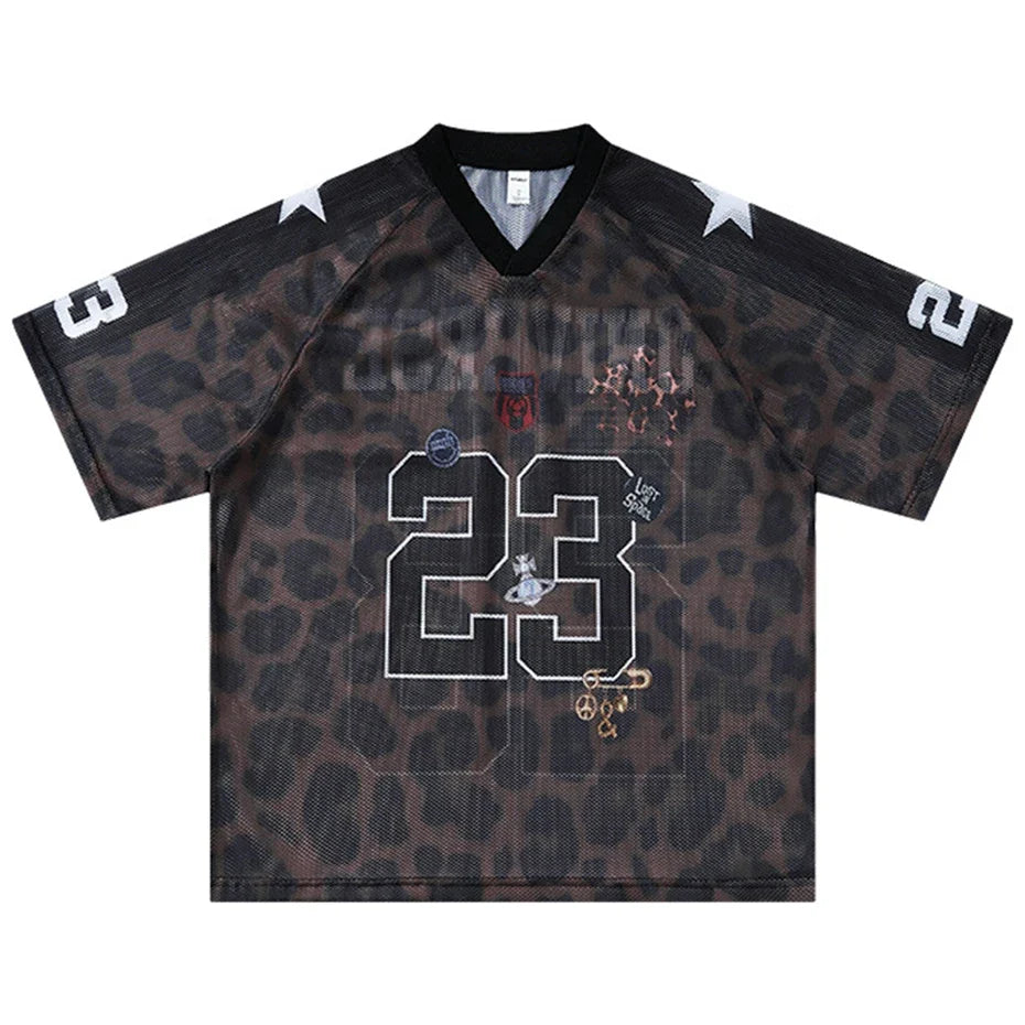 Leopard Print Mesh Jersey — vista frontale