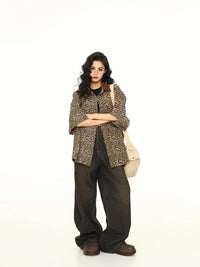 Leopard Print Short Sleeved Baggy Button Up Shirt — in alternativa