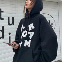 Letter Collage Baggy Womens Hoodie — vista frontale